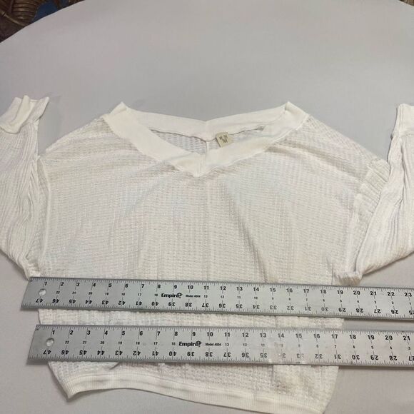 Free People Southside White Waffle Thermal Knit Top Size Small - Picture 3 of 9